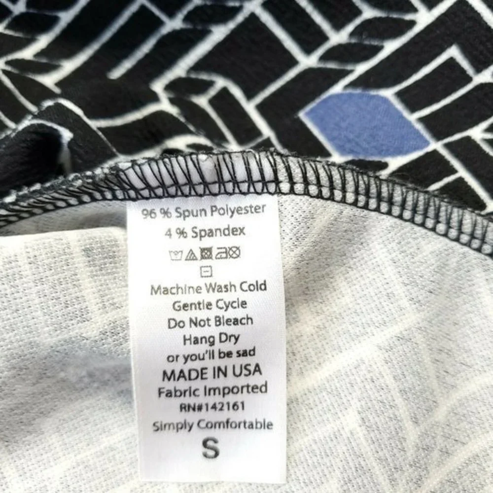 LuLaRoe Cassie Pencil Straight Skirt Black White Blue USA Pull On S Small‎